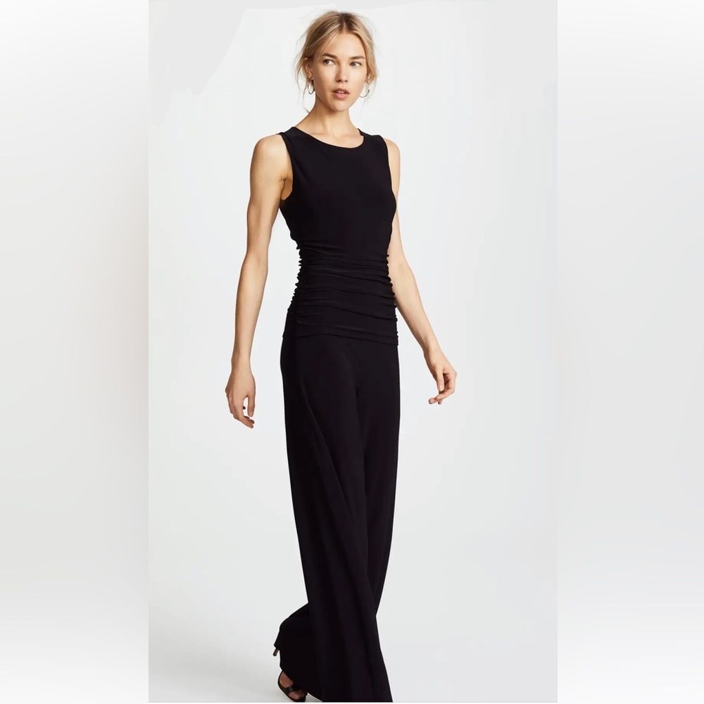 Norma Kamali Navy blue jumpsuit, ruched, crewneck, xs, soft flattering